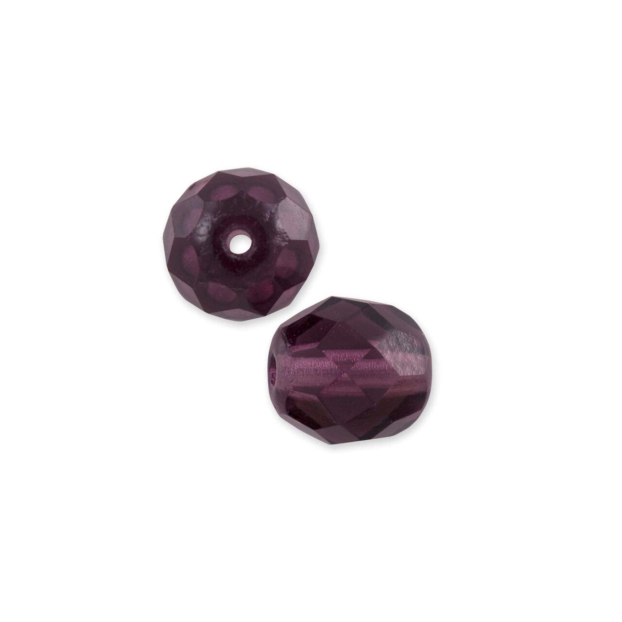 Czech Fire Polished Glass Round Beads 6mm Amethyst (Package of 25)